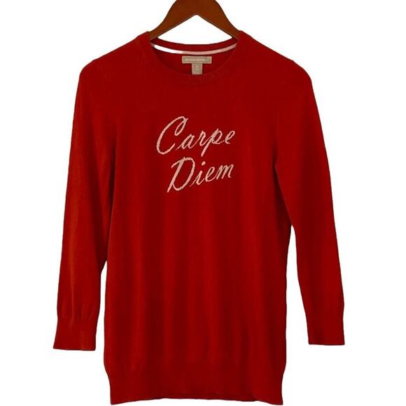 Banana Republic Silk Blend Carpe Diem Crew Long Sleeve Bitter Orange Sweater, M - Picture 1 of 9